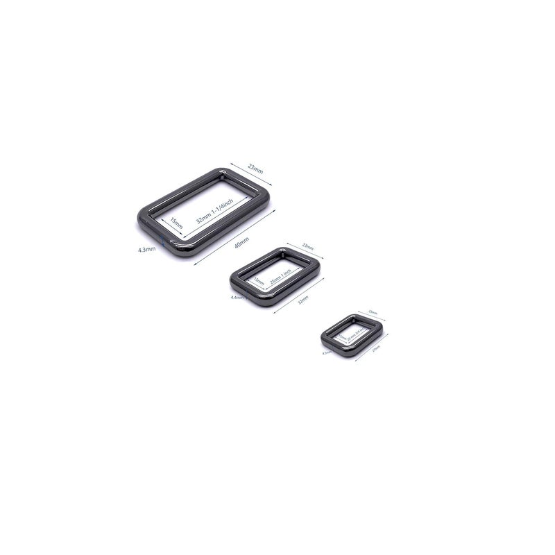 Hywei Metal Rectangle Ring Buckles Webbing Strap Loops Adjuster Snap Hook Heavy Duty Assorted Rectangle Ring for Bags Purse Handbag Making DIY Accessories 3 Sizes 20mm 25mm 32mm 20pcs Gunmetal Buckles  - Image 2