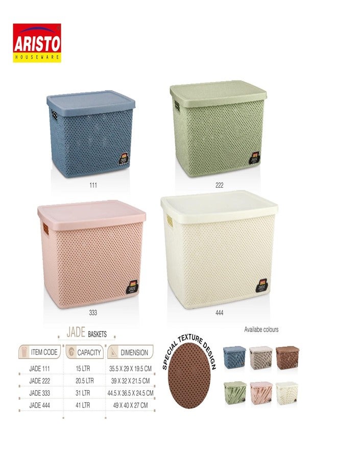 Aristo 111 Jade Baskets for Saree and Cloths with Lid for Storage Baskets for Fruit Vegetable Bathroom Stationary Home Basket with Handle 15ltr -Color May Vary - Image 2