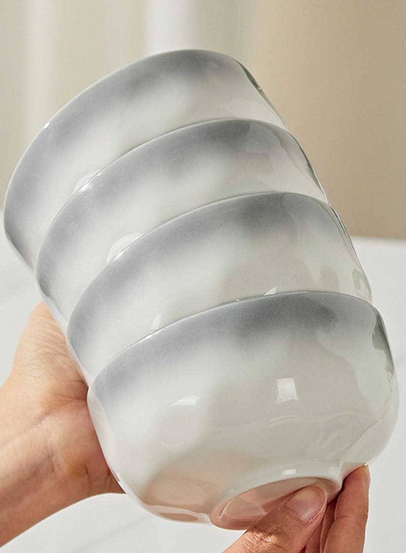 20 - Piece Nordic - Style Gradient Light - Gray Ceramic Dinnerware Set For 4, Includes 4 Bowls, 4 Plates, 4 Spoons, 4 Chopsticks, 2 Noodle Bowls, 1 Soup Bowl & 1 Ladle, Microwave/Dishwasher Safe, Ideal For Home Dining & Housewarming Gift - Image 5