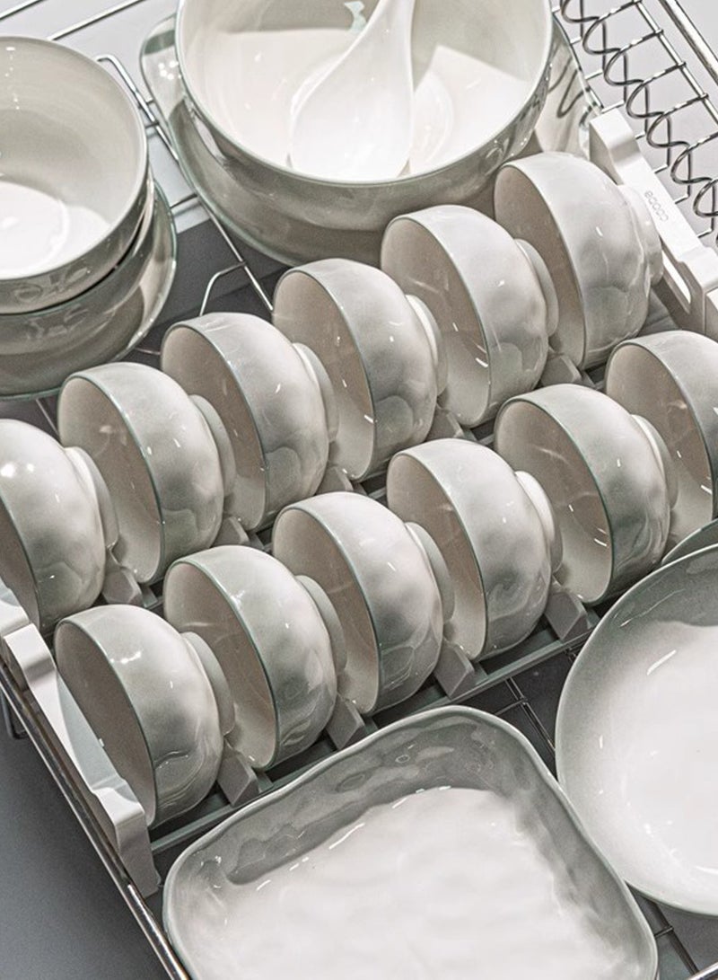 20 - Piece Nordic - Style Gradient Light - Gray Ceramic Dinnerware Set For 4, Includes 4 Bowls, 4 Plates, 4 Spoons, 4 Chopsticks, 2 Noodle Bowls, 1 Soup Bowl & 1 Ladle, Microwave/Dishwasher Safe, Ideal For Home Dining & Housewarming Gift - Image 4