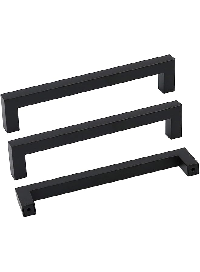 The Bros 5 Pack Black Square Bar Cabinet Pull Drawer Handle Stainless Steel Modern Hardware for Kitchen and Bathroom Cabinets Cupboard,Center to Center 6-1/4in(160mm) Handles for Kitchen Cabinets - Image 1