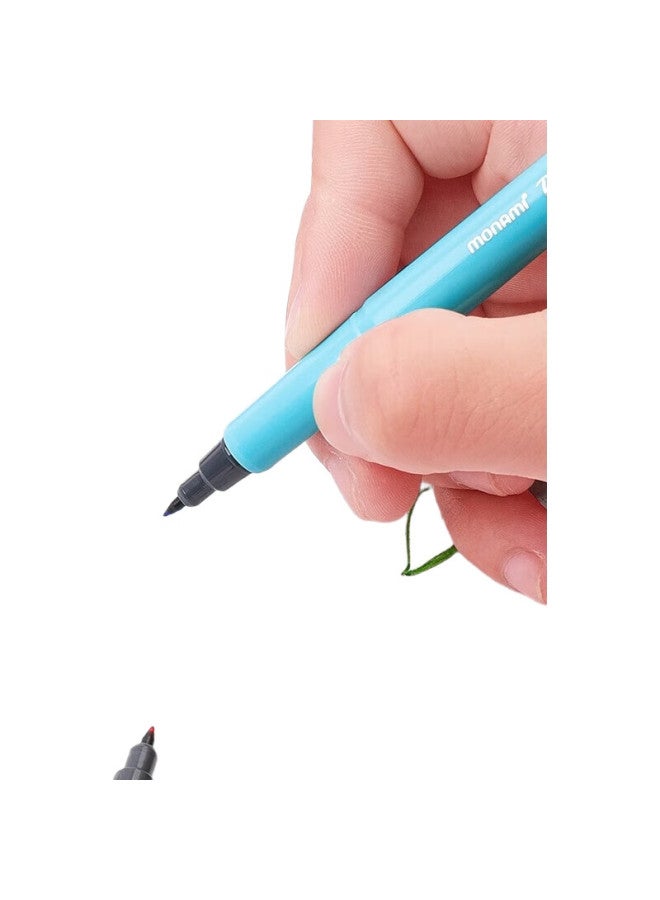 Monami 04031-03 Fiber Pen, Water-Based Outline Pen, Gel Pen, Red, 12 Pens/Box - Image 3