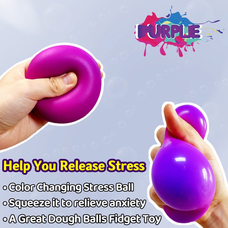 Kawaite Squishy Dough Ball Fidget Toy (1 Pack) Stretchy Stress Balls for Kids and Adults, Cute and Soft Color Changing Stress Ball Squeeze Toys, Squishy Ball, Ideal for Teens Anxiety, Autism, ADHD (Purple) - Image 4