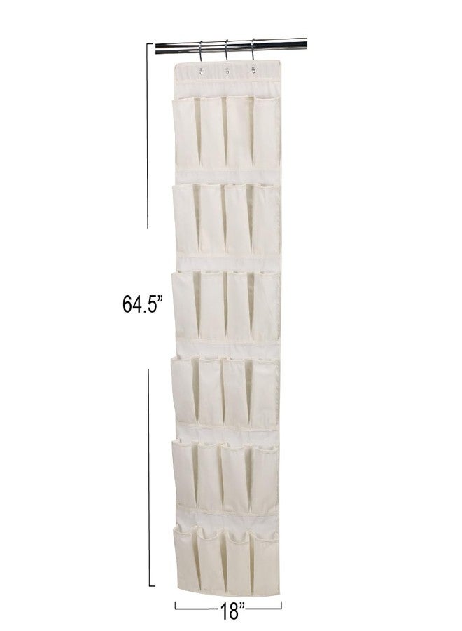 Household Essentials Over The Door 24 Packet Shoe Storage Organizer, Natural Canvas - Image 2