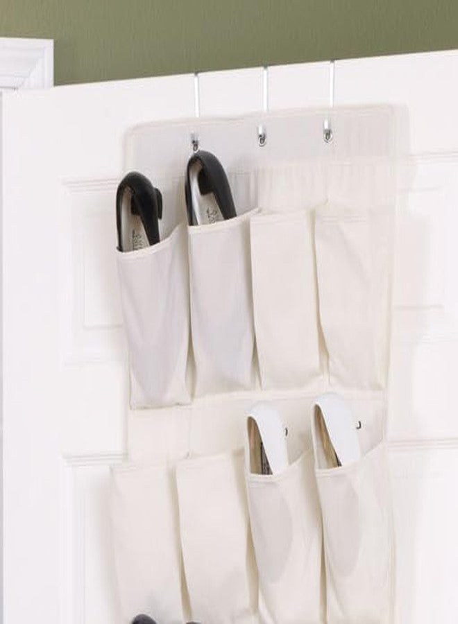 Household Essentials Over The Door 24 Packet Shoe Storage Organizer, Natural Canvas - Image 4
