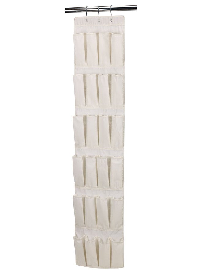 Household Essentials Over The Door 24 Packet Shoe Storage Organizer, Natural Canvas - Image 1