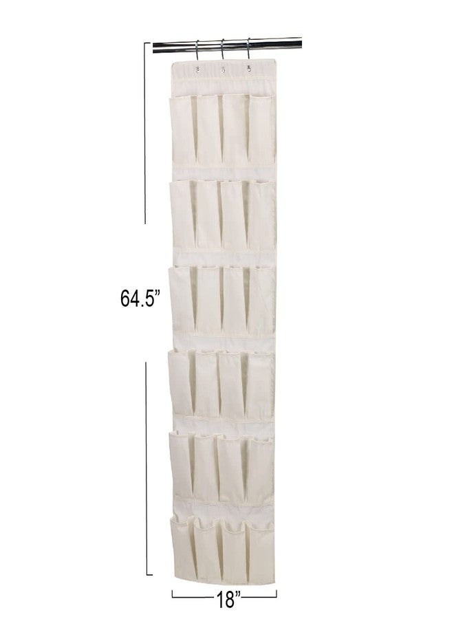 Household Essentials Over The Door 24 Packet Shoe Storage Organizer, Natural Canvas - Image 3