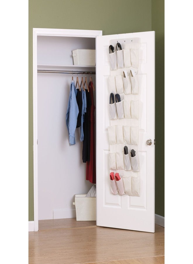 Household Essentials Over The Door 24 Packet Shoe Storage Organizer, Natural Canvas - Image 5
