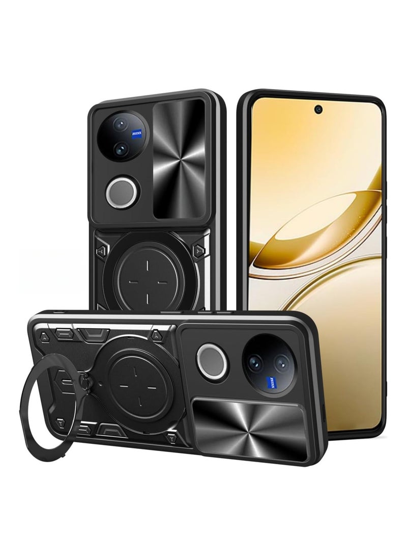 Compatible VIVO V50 5G Phone Case with 360° Rotatable Ring Stand, 【Mag-Safe Compatible】【Sliding Camera Cover】 Heavy Duty Protective Case - Image 1