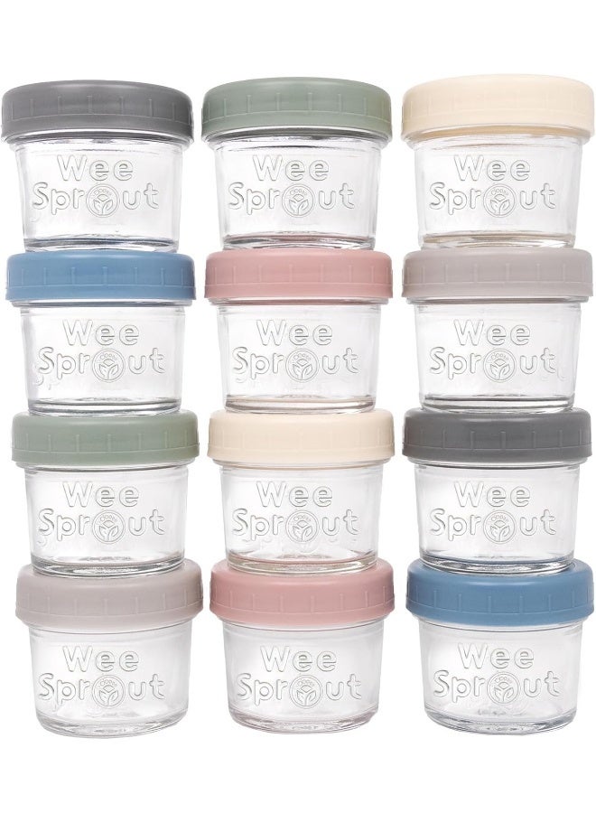 WeeSprout Glass Baby Food Storage Jars w/Lids (4 oz, 12 Pack Set) - Image 1