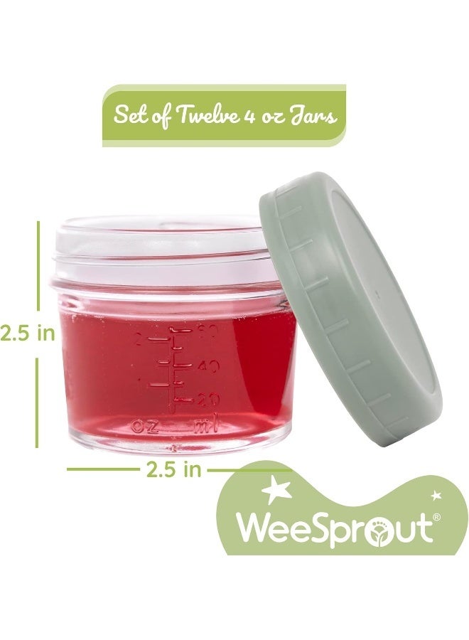 WeeSprout Glass Baby Food Storage Jars w/Lids (4 oz, 12 Pack Set) - Image 3