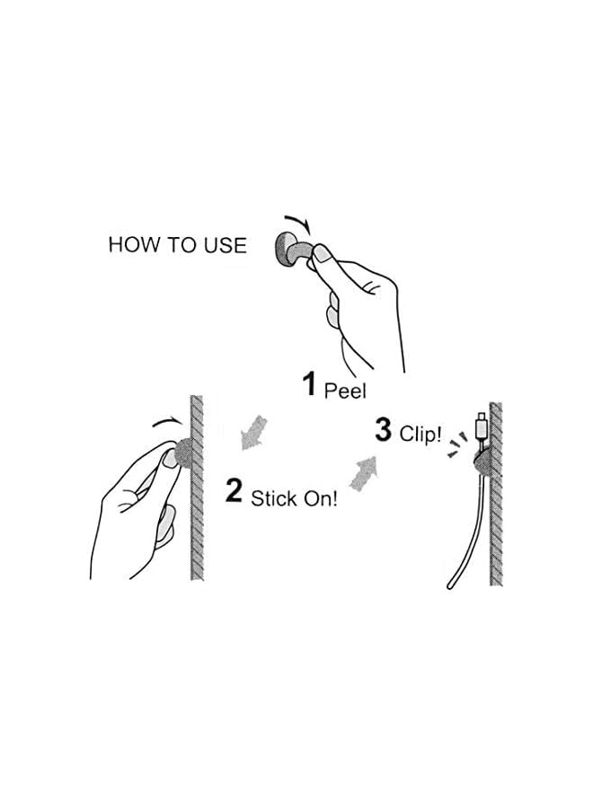 Green Tiger Set of 10 USB Cable Clips, Strong Adhesive Silicone Desktop Cable Organizer Wire Holder Multipurpose Cord Management Accessories for Home and Office（ Black） - Image 4