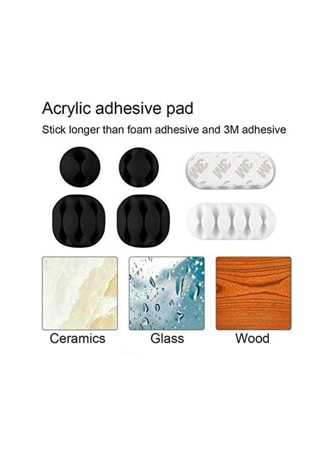 Green Tiger Set of 10 USB Cable Clips, Strong Adhesive Silicone Desktop Cable Organizer Wire Holder Multipurpose Cord Management Accessories for Home and Office（ Black） - Image 2