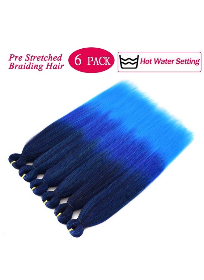 Liang Dian Liang Dian Pre-Stretched Braiding Hair 22 inch 6 packs Hot Water Setting Synthetic Hair Crochet Braiding Hair Extension(mixed black/dark blue/light blue)  - Image 3