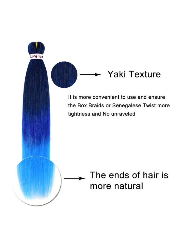 Liang Dian Liang Dian Pre-Stretched Braiding Hair 22 inch 6 packs Hot Water Setting Synthetic Hair Crochet Braiding Hair Extension(mixed black/dark blue/light blue)  - Image 5