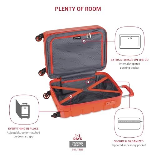 SwissGear 7366 Hardside Expandable Luggage with Spinner Wheels, Orange, Carry-On 19-Inch - Image 4