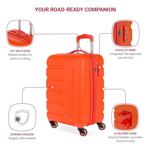 SwissGear 7366 Hardside Expandable Luggage with Spinner Wheels, Orange, Carry-On 19-Inch - Image 3
