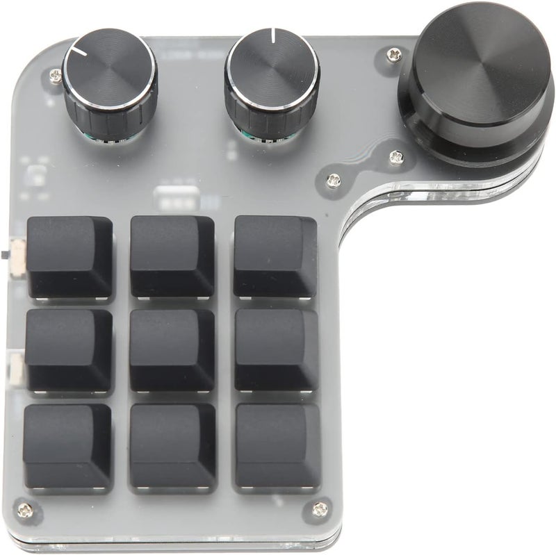 كلاراكو لوحة مفاتيح ميكانيكية بيد واحدة من كلاركو، لوحة مفاتيح ألعاب صغيرة قابلة للبرمجة بنفسك، 9 مفاتيح RGB، مع 3 مقابض، لوحة مفاتيح اختصار ميكانيكية متعددة الوظائف بمفتاح أزرق للمكتب والألعاب والموسيقى - Image 1