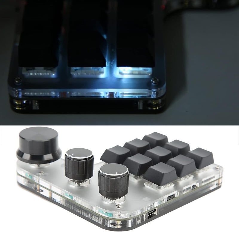 كلاراكو لوحة مفاتيح ميكانيكية بيد واحدة من كلاركو، لوحة مفاتيح ألعاب صغيرة قابلة للبرمجة بنفسك، 9 مفاتيح RGB، مع 3 مقابض، لوحة مفاتيح اختصار ميكانيكية متعددة الوظائف بمفتاح أزرق للمكتب والألعاب والموسيقى - Image 4