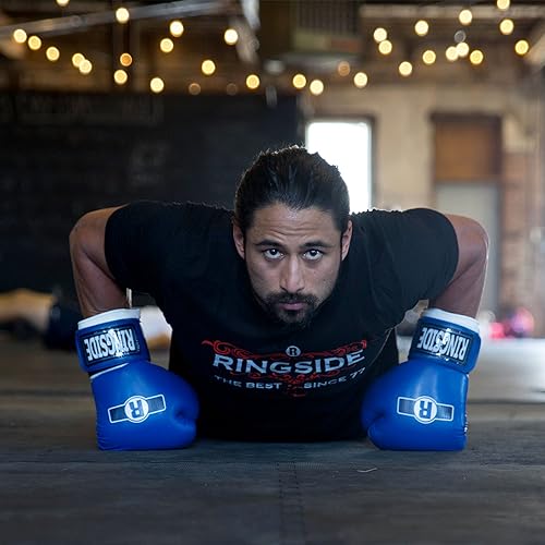 Ringside Pro Style Boxing Training Gloves Kickboxing Muay Thai Gel Sparring Punching Bag Mitts, Large/X-Large, Blue - Image 4