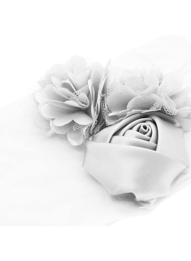 Syga Baby Girls Rose Floral Headbands Hairbands Hair Accessories Rabbit Ears Nylon Elastic Headband Newborn Infant Toddlers Kids (White) - Image 4