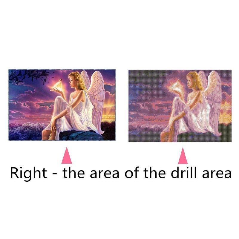 لوحة الألماس الخمسية العشوائية (DIY 5D Diamond Painting) W029 الملاك 40×30، لوحة تطريز بالكريستال والرمادي الكامل للفن والحرف لتزيين جدران المنزل - Image 5