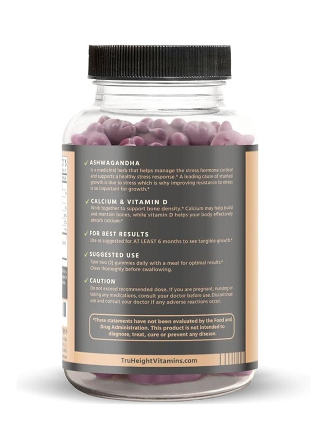 ترو هايت حلوى جيلاتينية لزيادة الطول الطبيعي للأطفال، 60 قطعة (بنكهة العنب) - Image 2