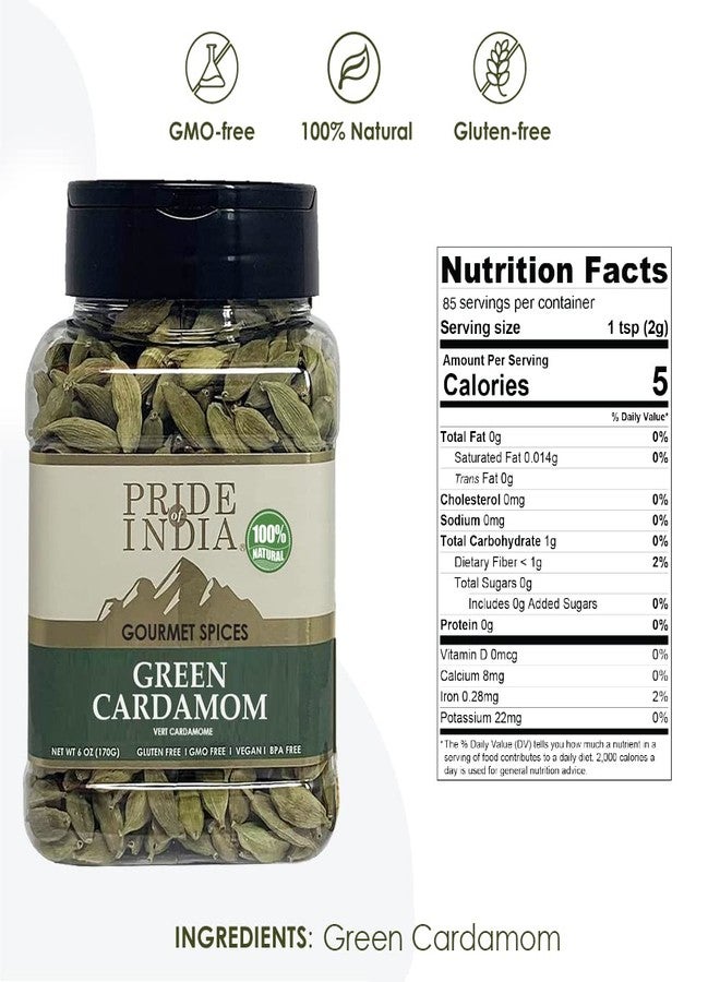 Pride of India Green Cardamom Whole 6 oz | Elaichi Pods for Sweet & Savoury Dishes | Bold & Intensely Aromatic Indian Spice for Curry, Biryani, Masala Tea, Baking, Drinks & Desserts - Image 2