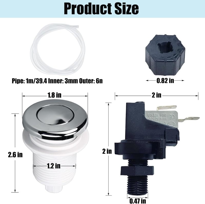 32mm air switch swimming pool bathtub intelligent induction control valve pneumatic switch (16A) White - Image 2