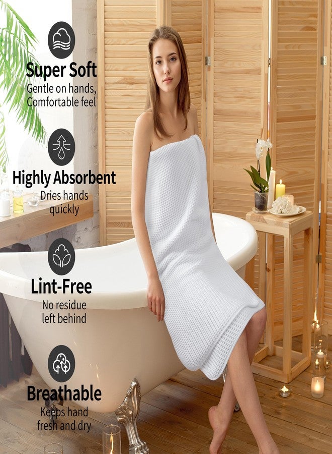 MICROFI Microfiber Waffle Bath Towels, 4 Pieces, Soft, Absorbent, Fast Drying, Lint Free (White) - Image 4