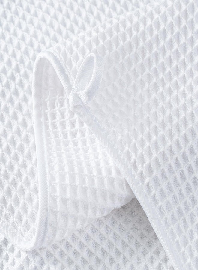 MICROFI Microfiber Waffle Bath Towels, 4 Pieces, Soft, Absorbent, Fast Drying, Lint Free (White) - Image 3
