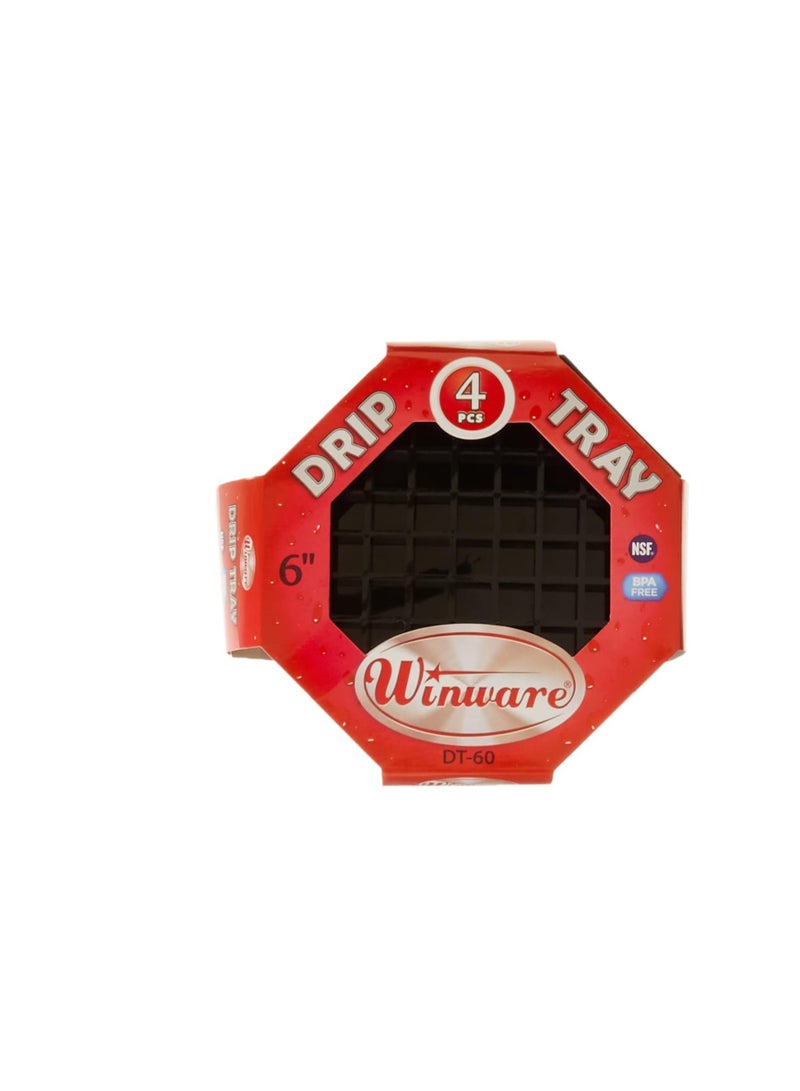 Winco DT-60 4 Count Drip Trays, 6 by 6-Inch, Value Pack, Black, Medium - Image 3