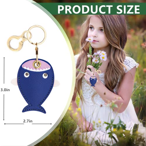 BORKUANA Leather Keychain Holder Case Compatible with Apple AirTag, Cute Protective Air Tag Cover With Keychain Ring, Anti-Scratch Finder GPS Tracker Case for Wallet Keys(Fish) - Image 2