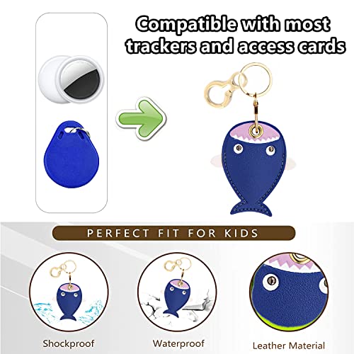 BORKUANA Leather Keychain Holder Case Compatible with Apple AirTag, Cute Protective Air Tag Cover With Keychain Ring, Anti-Scratch Finder GPS Tracker Case for Wallet Keys(Fish) - Image 3