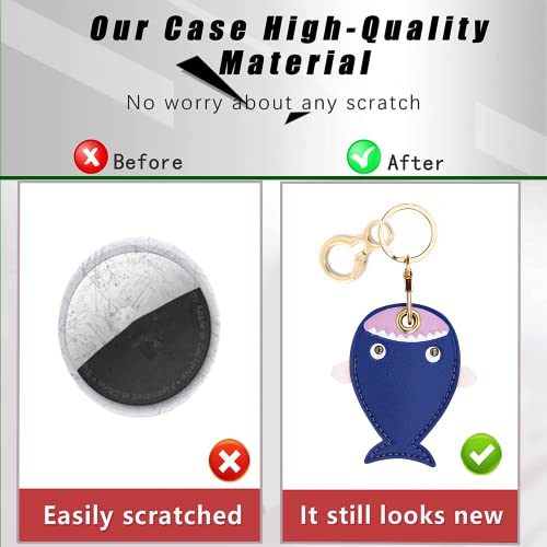 BORKUANA Leather Keychain Holder Case Compatible with Apple AirTag, Cute Protective Air Tag Cover With Keychain Ring, Anti-Scratch Finder GPS Tracker Case for Wallet Keys(Fish) - Image 4