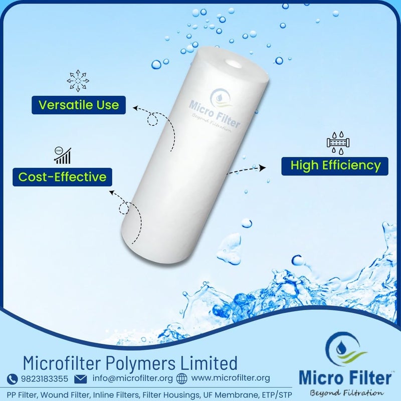 Micro Filter 'S Polypropylene 10 INCH Spun Filter 1 Micron (Pack of 5) - Image 2