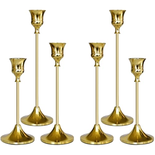 Showin Candlestick Holders Gold 6 Packs Taper Candle Holder for Candlesticks Candle Sticks Holder Decor for Home Decor - Image 1