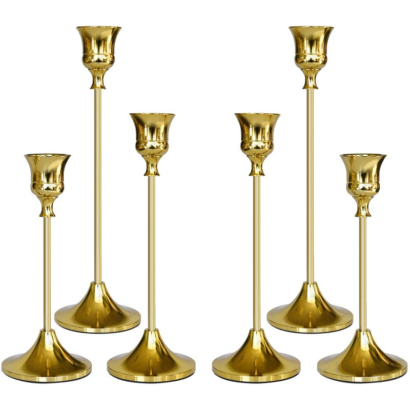 Showin Candlestick Holders Gold 6 Packs Taper Candle Holder for Candlesticks Candle Sticks Holder Decor for Home Decor - Image 2