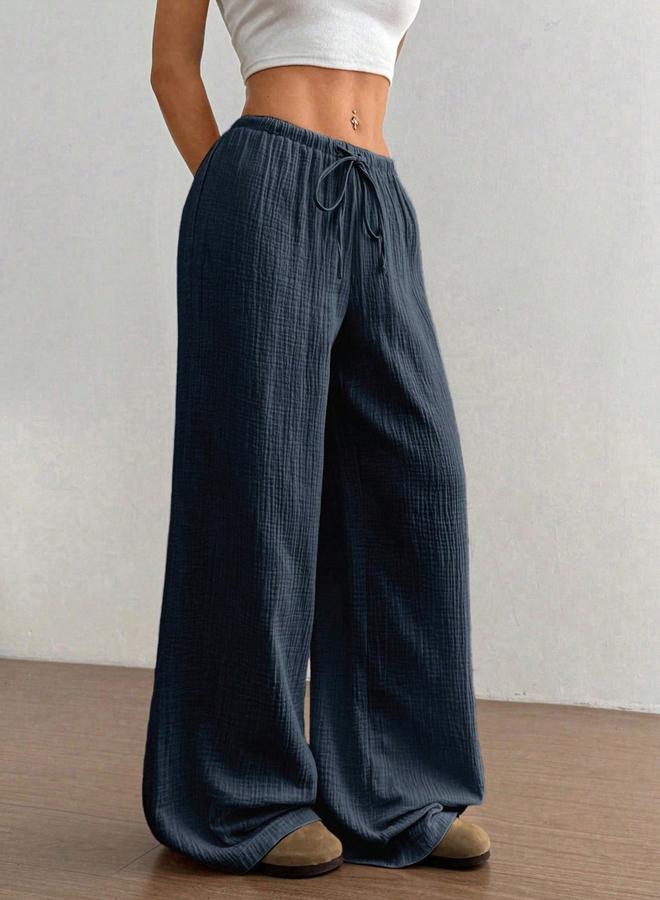 Take Two Textured Elastic Drawstring Waist Wide Leg Pants - Image 5