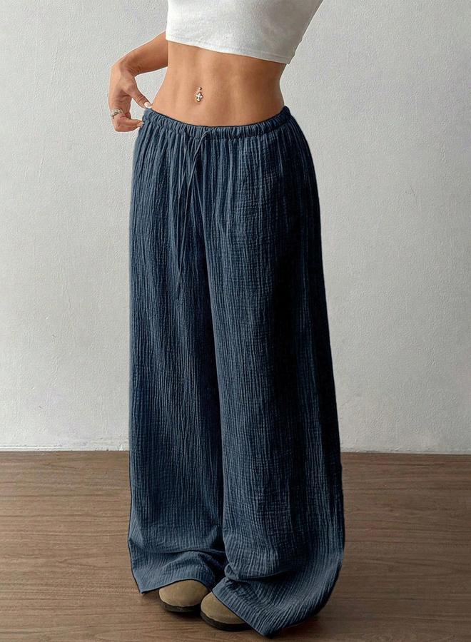 Take Two Textured Elastic Drawstring Waist Wide Leg Pants - Image 3