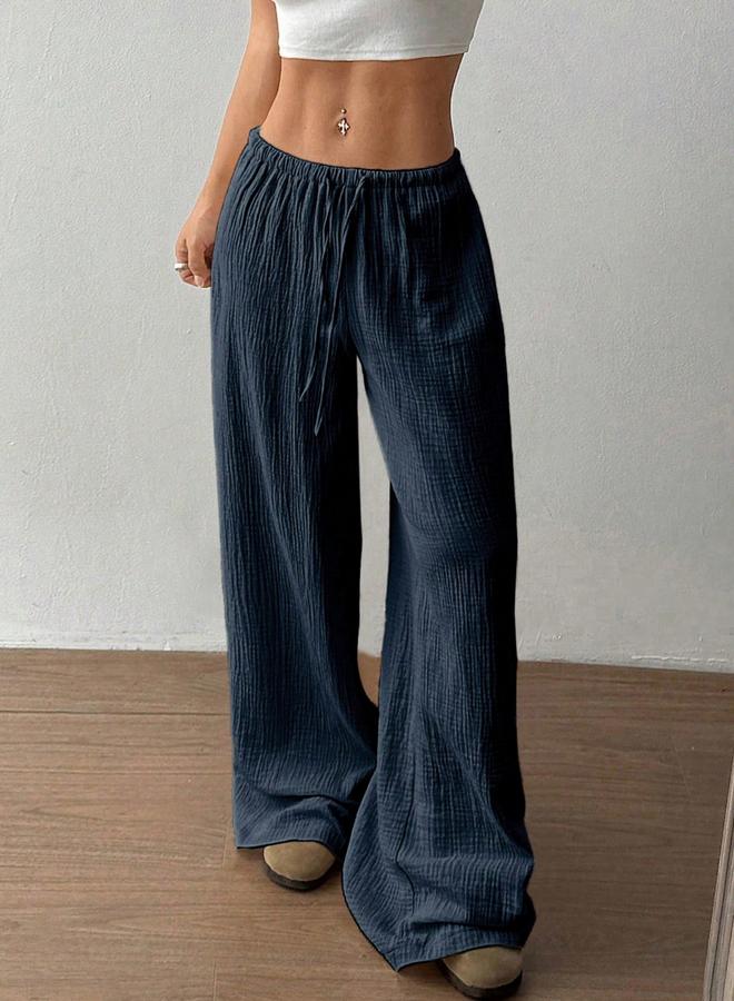 Take Two Textured Elastic Drawstring Waist Wide Leg Pants - Image 4
