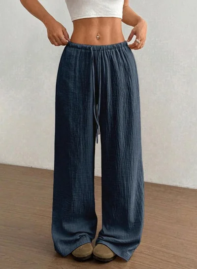 تايك تو بنطال بأرجل واسعة وخصر مطاطي بأربطة