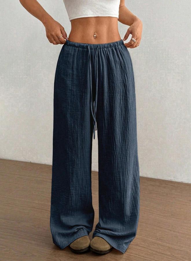 Take Two Textured Elastic Drawstring Waist Wide Leg Pants - Image 1