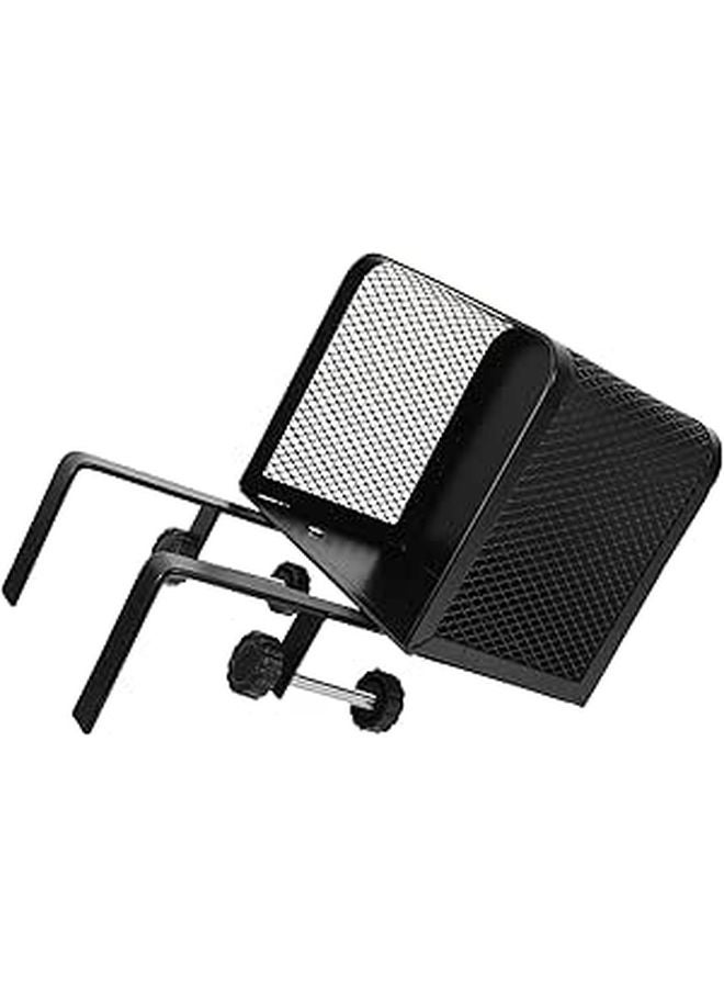 Clamp On Under Desk Drawer Organizer Compact Dark Storage Basket with Cable Management - Image 1