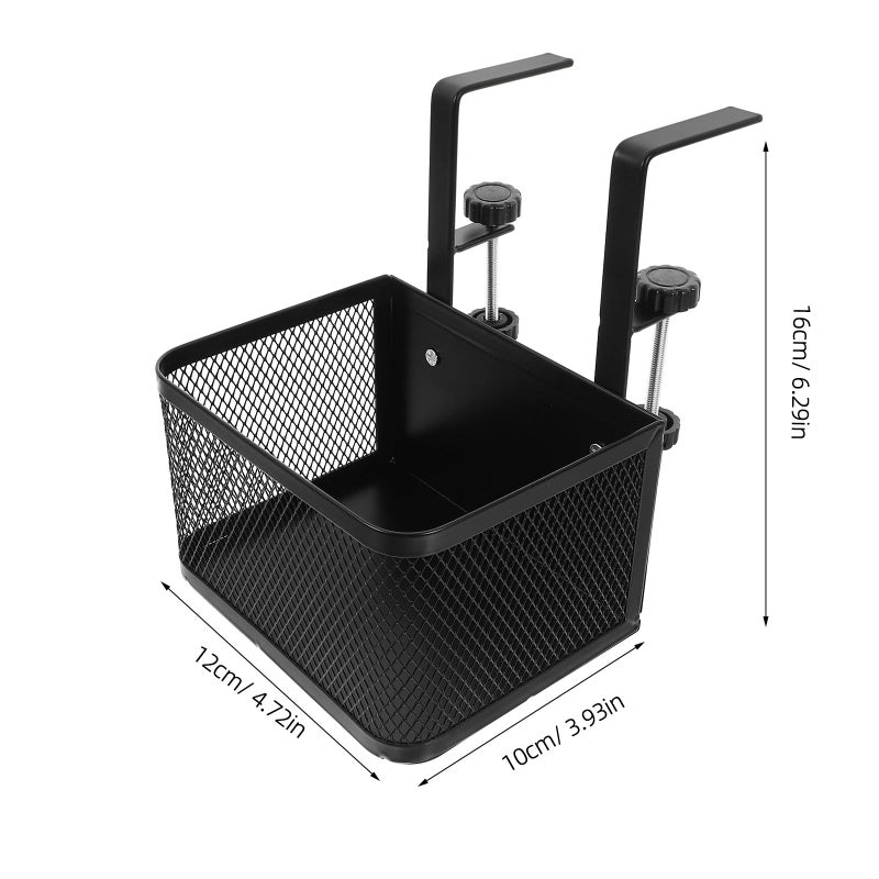 Clamp On Under Desk Drawer Organizer Compact Dark Storage Basket with Cable Management - Image 3
