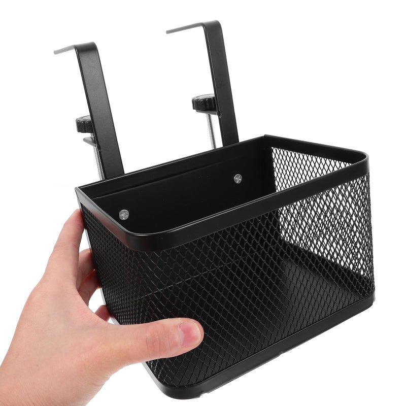 Clamp On Under Desk Drawer Organizer Compact Dark Storage Basket with Cable Management - Image 4