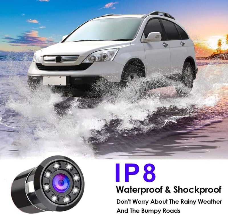 Generic Car Rear View Reverse Parking Camera With Night Vision 8 Led Waterproof 180 Degree Wide Angle -Black - Image 3