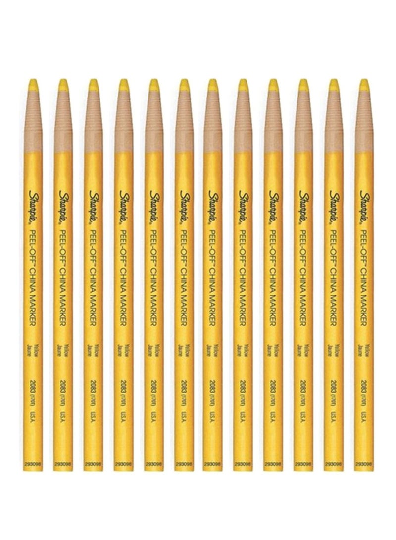 Sharpie 12-Piece Peel Off China Marker Yellow - Image 1