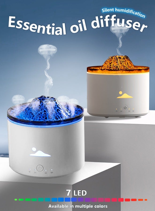 230ml Aromatherapy Humidifier Jellyfish Mist, Volcano Humidifier Flame Aroma Diffuser, 7 Colors Night Light, for Home Office Bedroom  - Image 1