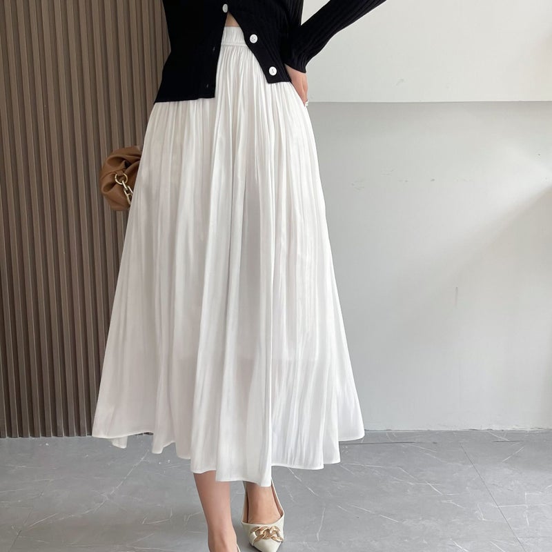 White mesh skirt female spring and autumn a-line high waist puffy fairy yarn skirt irregular skirt X144 white one size - Image 2